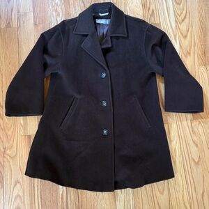 MaxMara Vintage 100% Wool Dark Brown Pea Coat